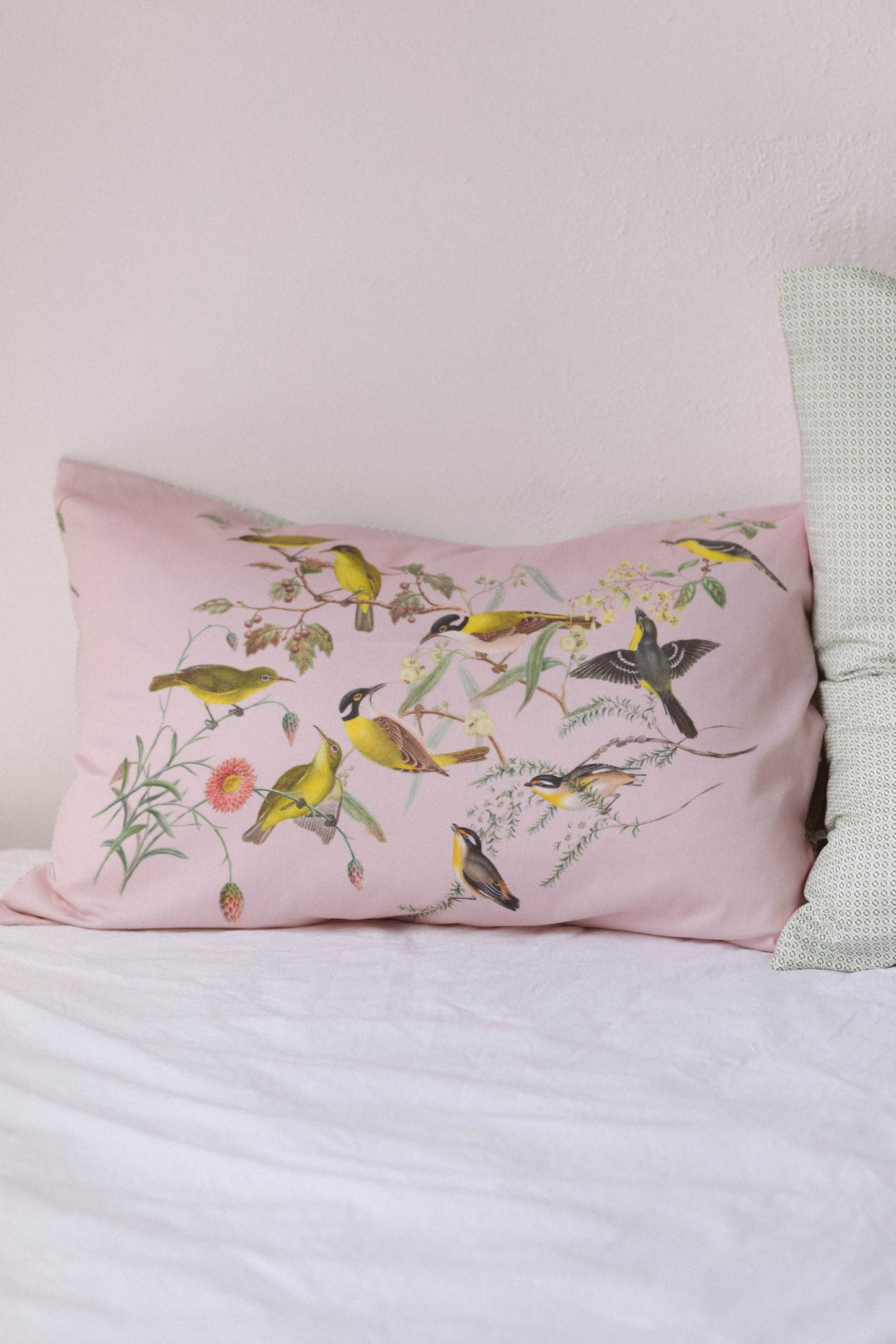 Lazybones - Organic Cotton Pillowcase Set - Yellow Birds