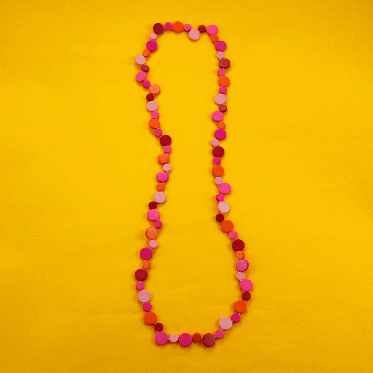 Ruby Olive - Pink Smartie - Single Strand Wood Necklace