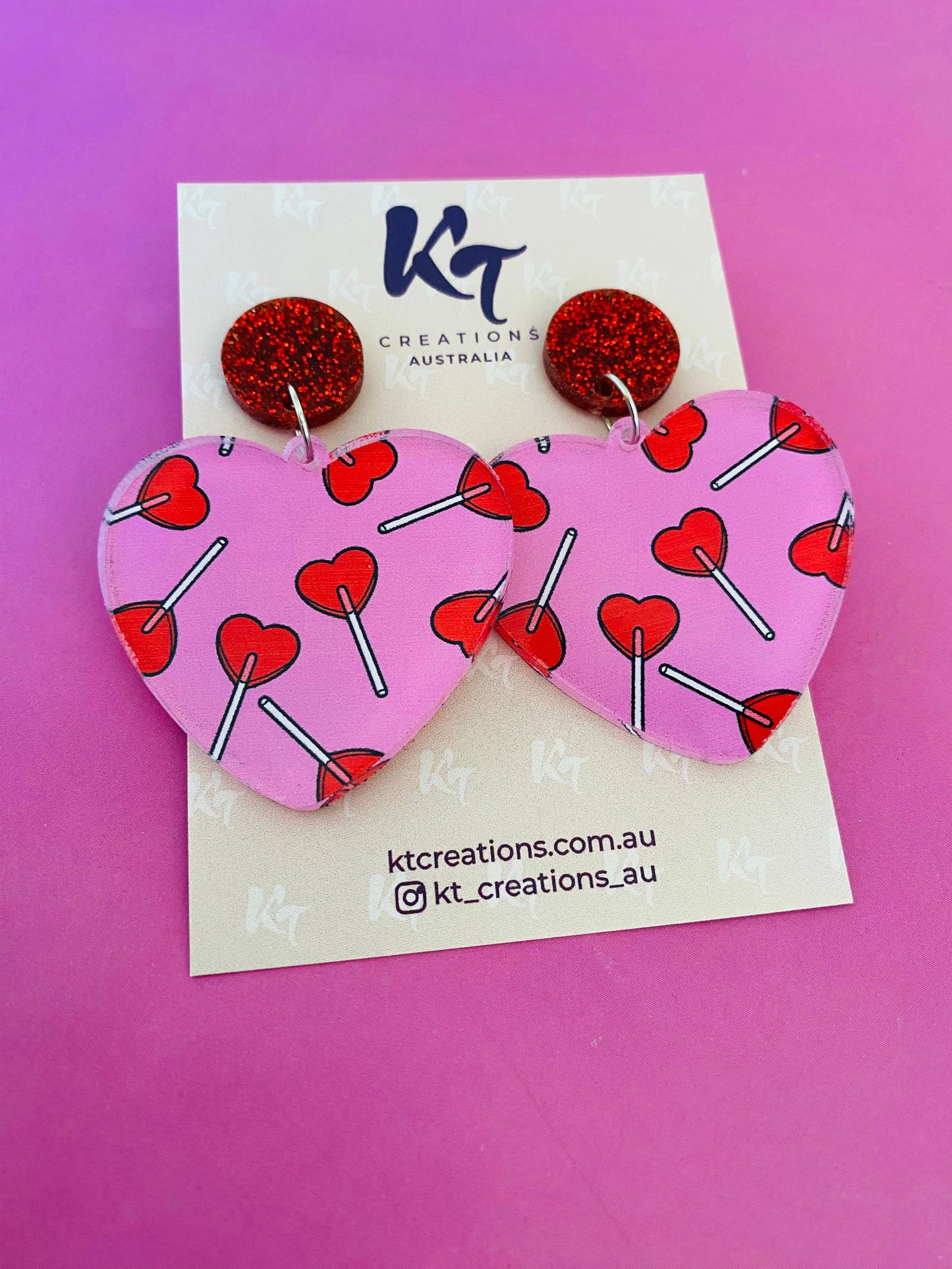 KT Creations Australia - Earrings - Lollipop Heart