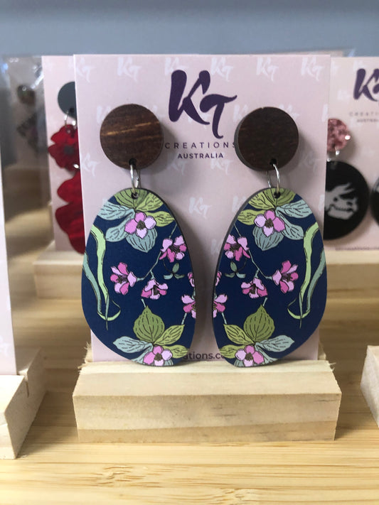 KT Creations Australia - Earrings - Navy Floral