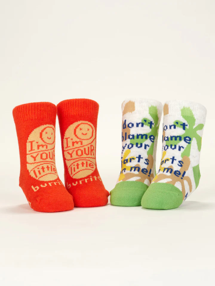 Blue Q - Baby Socks - I'm Your Little Burrito/ Don't Blame Your Farts On Me