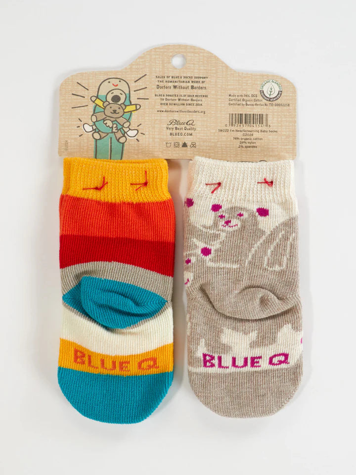 Blue Q - Baby Socks - Hello I'm New Here/ Have You Ever Tried Screaming???