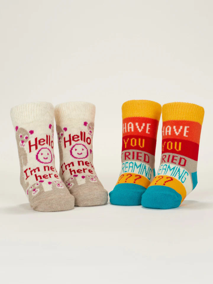 Blue Q - Baby Socks - Hello I'm New Here/ Have You Ever Tried Screaming???