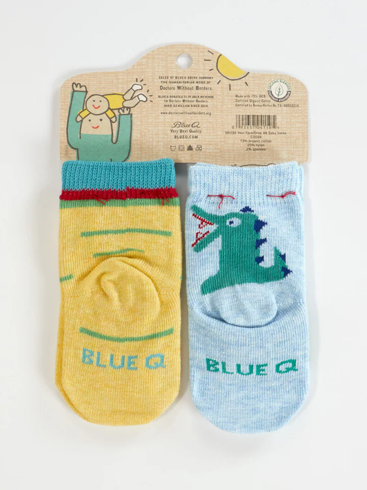 Blue Q - Baby Socks - I Love Your Face/ If You Drop Me I'll Remember