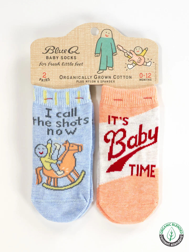 Blue Q - Baby Socks - I Call The Shots Now/ It's Baby Time