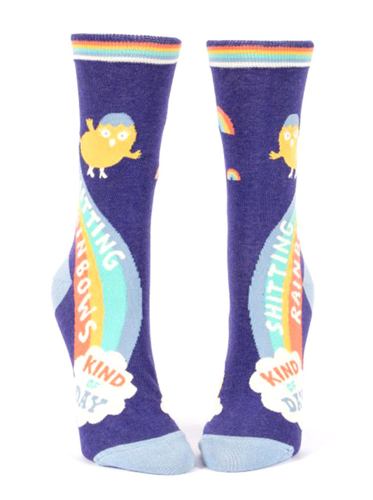 Blue Q - Ladies Crew Socks - Shitting Rainbows Kind of Day