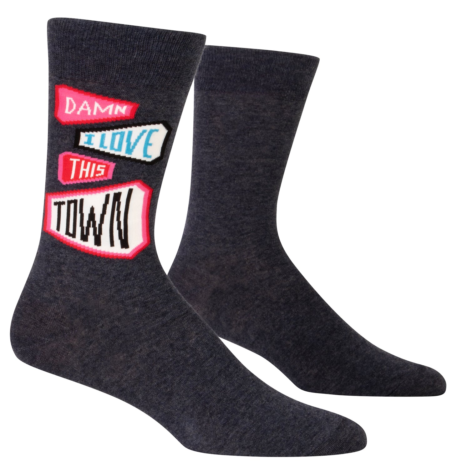 Blue Q - Men's Crew Socks - Damn I Love This Town