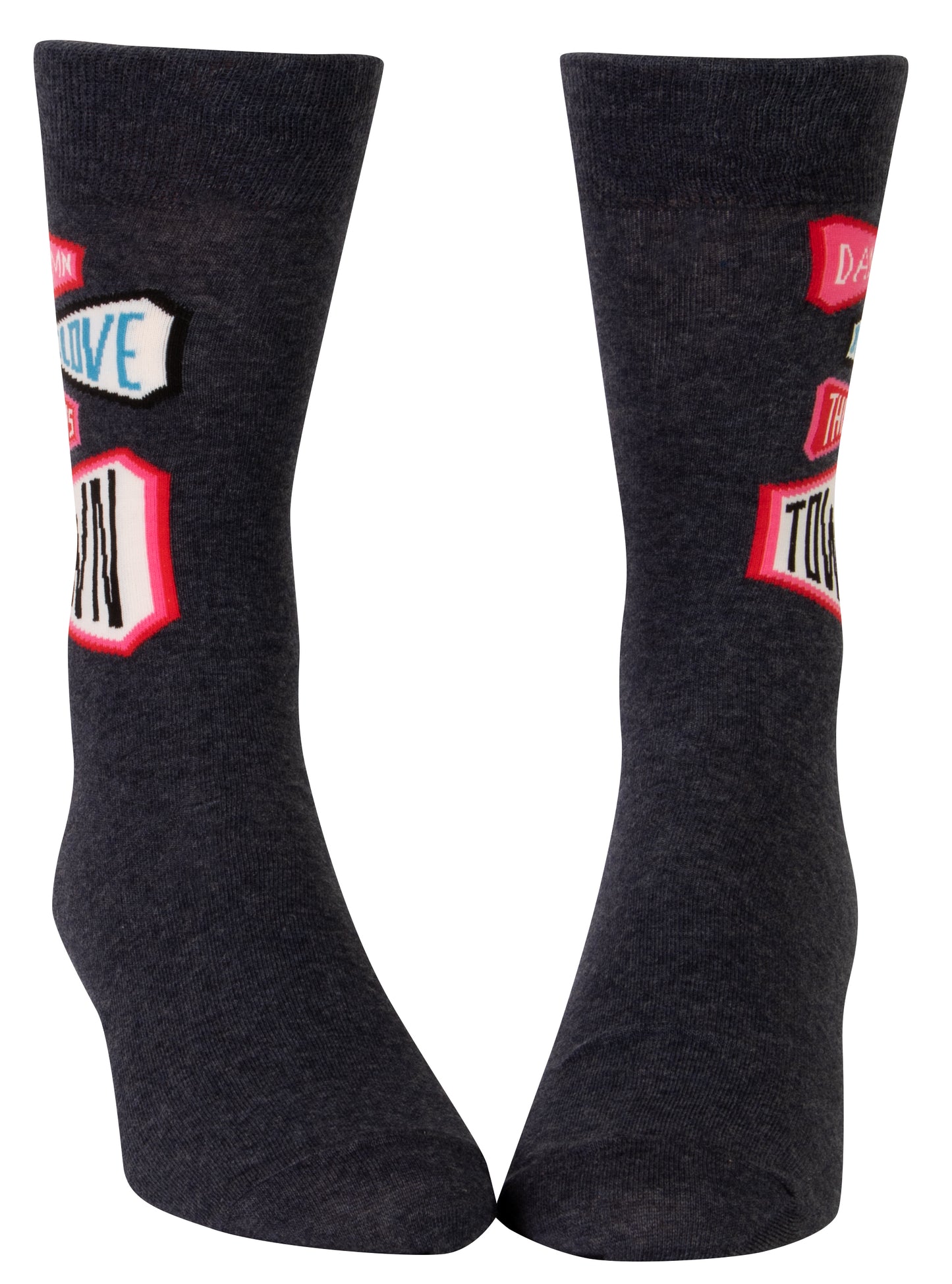 Blue Q - Men's Crew Socks - Damn I Love This Town