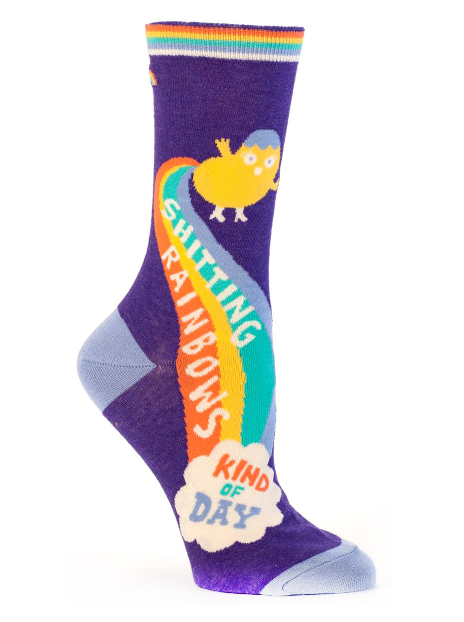 Blue Q - Ladies Crew Socks - Shitting Rainbows Kind of Day