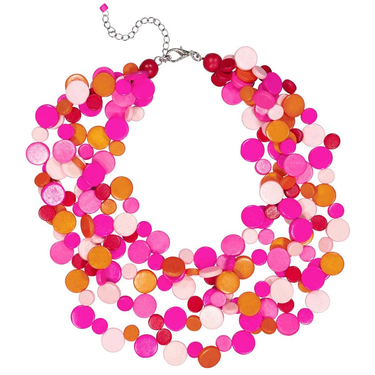 Ruby Olive - Pink Smartie Multi Strand Wood Necklace