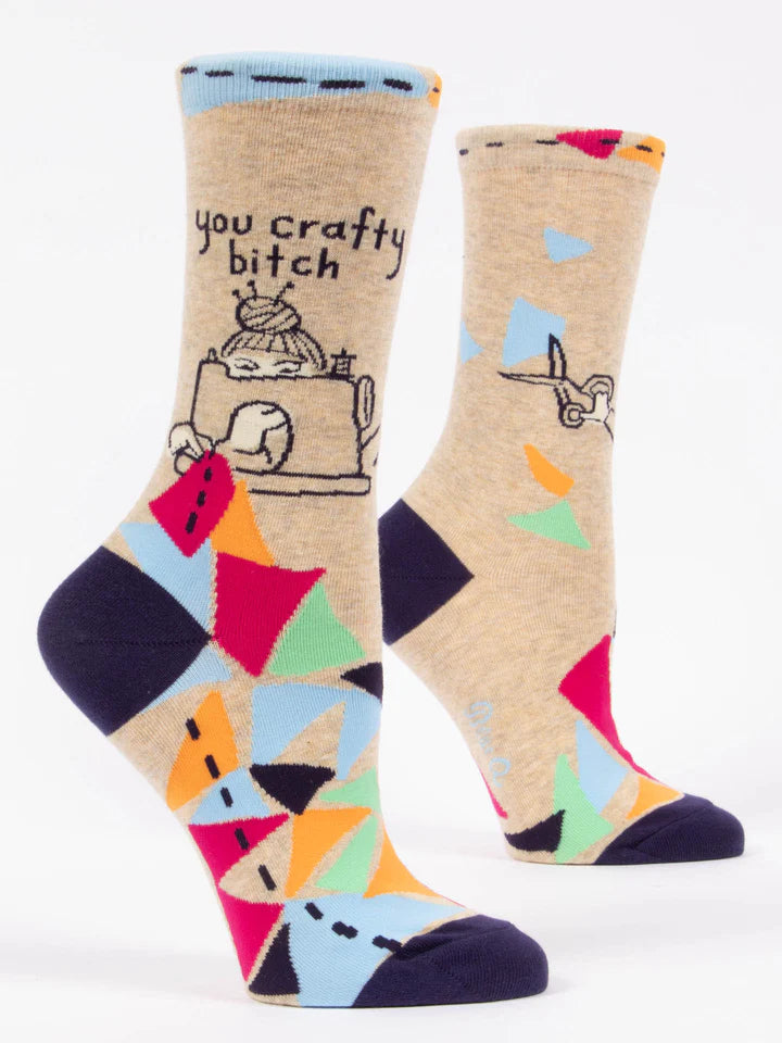 Blue Q - Ladies Crew Socks - You Crafty Bitch