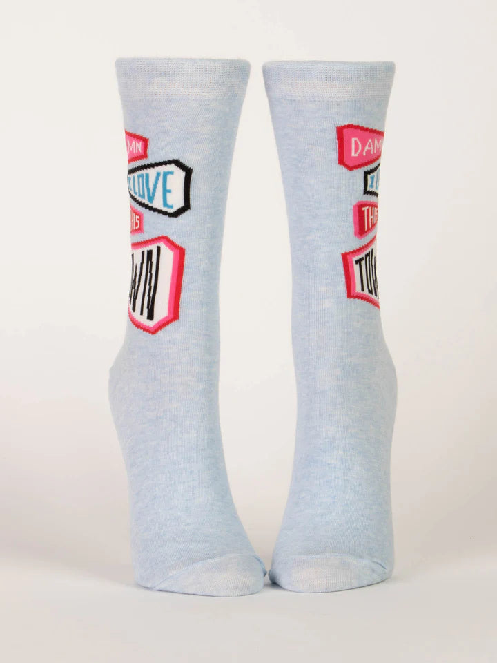 Blue Q - Ladies Crew Socks - Damn I Love This Town