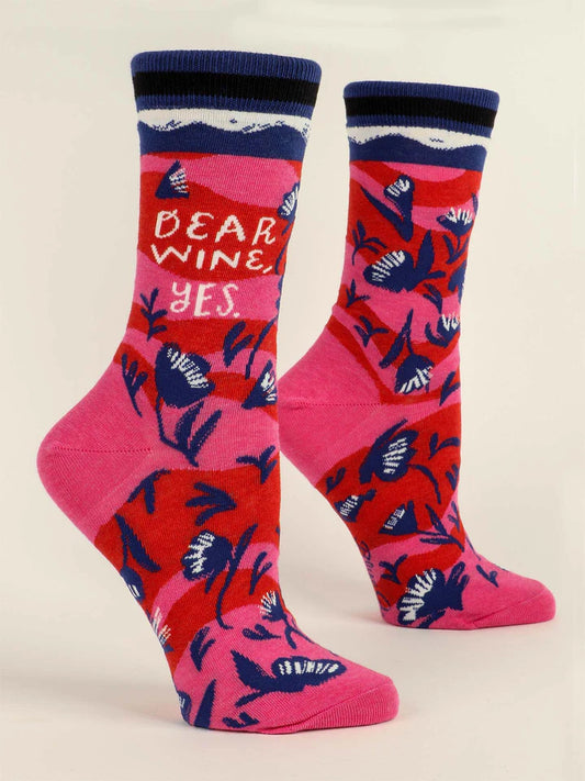 Blue Q - Ladies Crew Socks - Dear Wine, Yes