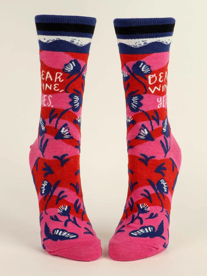 Blue Q - Ladies Crew Socks - Dear Wine, Yes