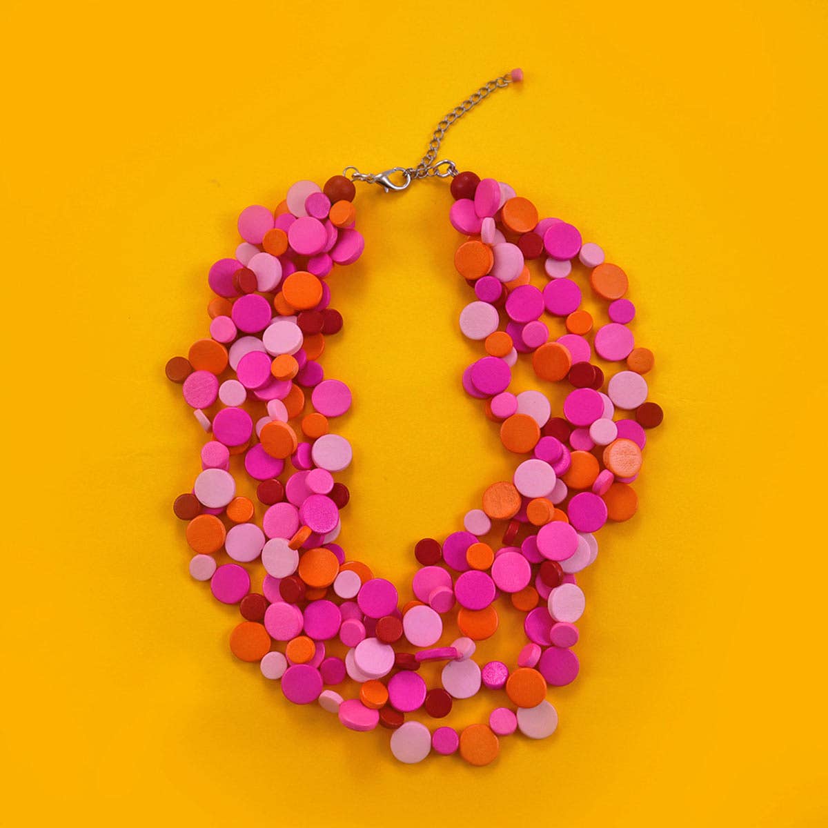 Ruby Olive - Pink Smartie Multi Strand Wood Necklace