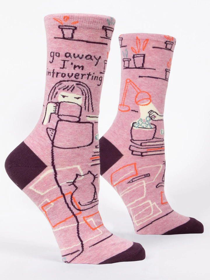 Blue Q - Ladies Crew Socks - Go Away I'm Introverting