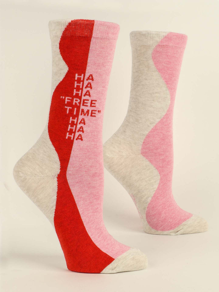 Blue Q - Ladies Crew Socks - Ha Ha Ha Free Time Ha Ha Ha