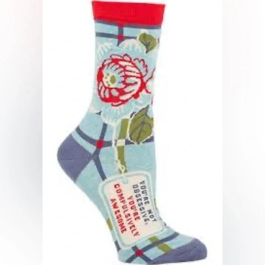 Blue Q - Ladies Crew Socks - You're Not Obsessive, You're Compulsively Awesome