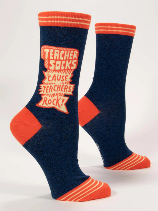 Blue Q - Ladies Crew Socks - Teacher's Socks 'cause Teachers Rock!