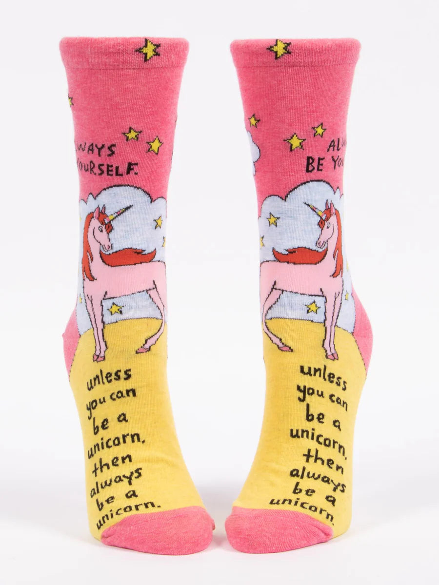 Blue Q - Ladies Crew Socks - Always Be Yourself Unless You Can Be A Unicorn