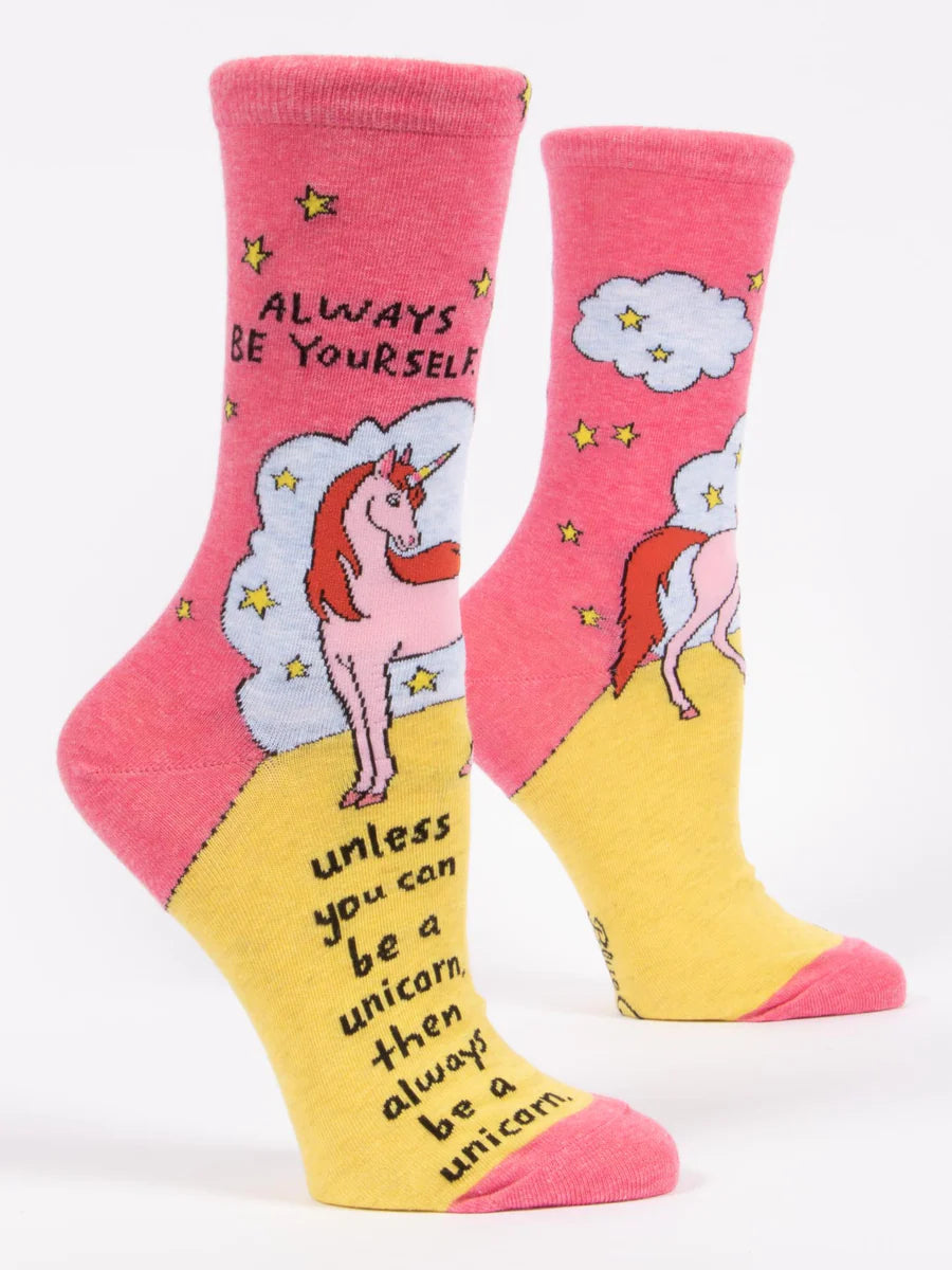 Blue Q - Ladies Crew Socks - Always Be Yourself Unless You Can Be A Unicorn