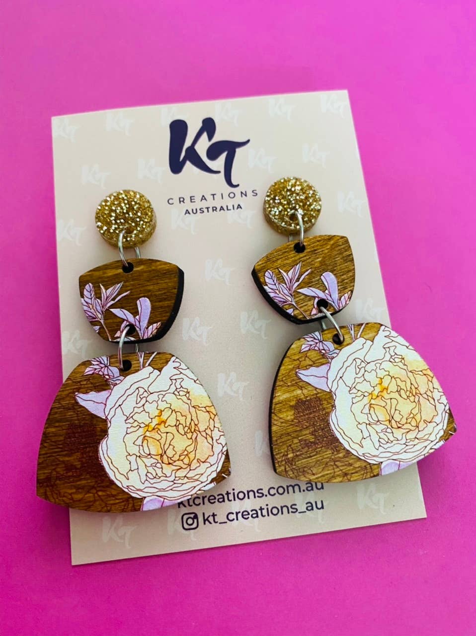 KT Creations Australia - Earrings - Peony Floral